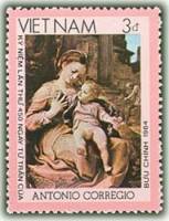 (1984-121a) Марка Вьетнам "Мадонна"  Без перфорации  450 лет со дня смерти Антонио Корреджо III Θ